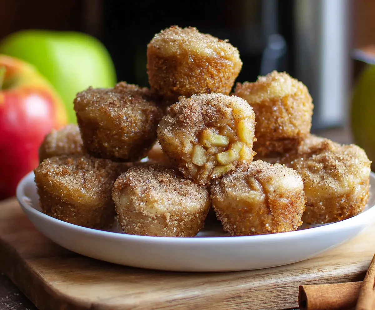 Delicious golden apple pie bites with flaky crust and sweet apple filling served on a plate.