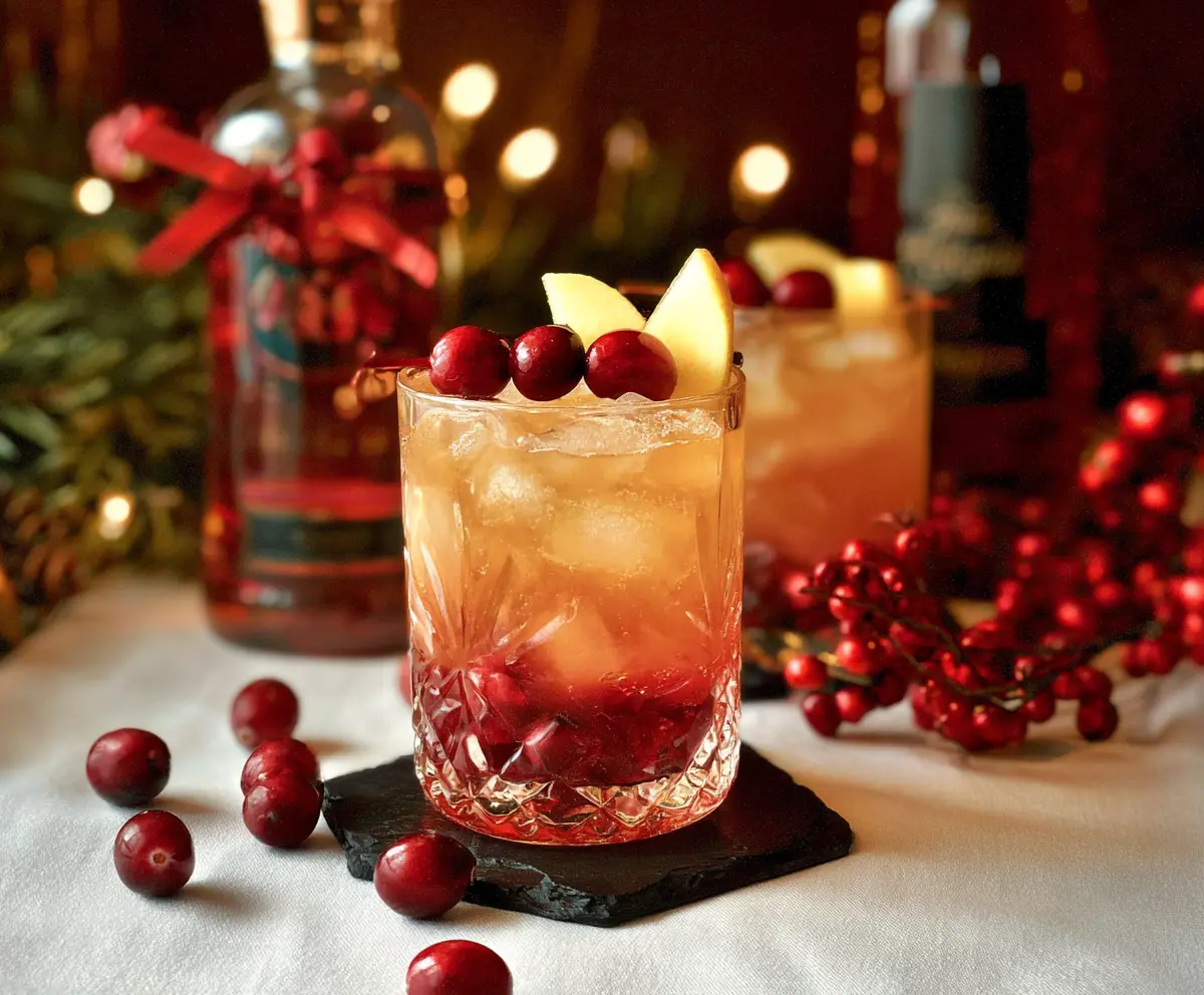 Festive Christmas Bourbon Cocktails served with garnishes in a holiday setting