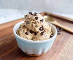 Creamy Greek Yogurt Cookie Dough ready to enjoy as a healthy treat or dessert.