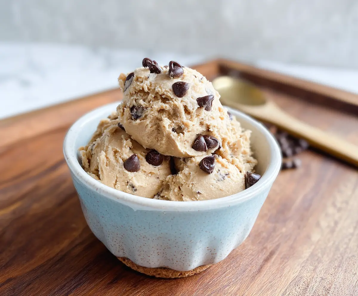 Creamy Greek Yogurt Cookie Dough ready to enjoy as a healthy treat or dessert.
