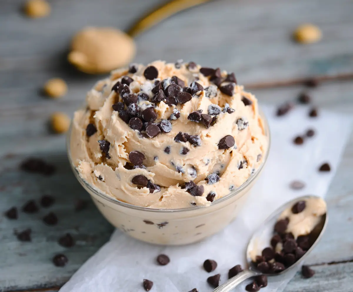 Healthy Greek Yogurt Protein Cookie Dough with oats and chocolate chips for a high-protein snack