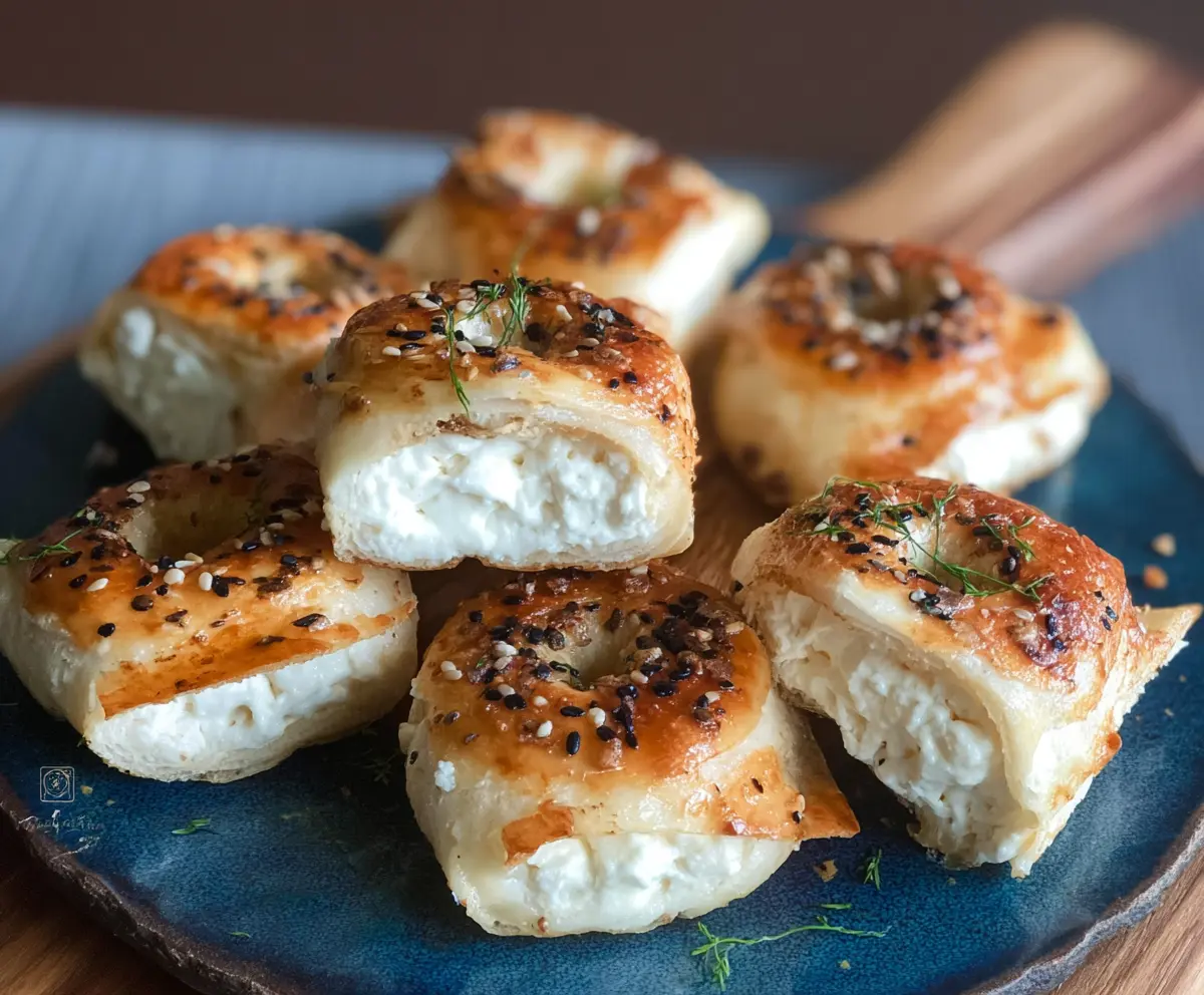 Delicious Tortilla Cream Cheese Bagel Bites served as a tasty appetizer or snack.