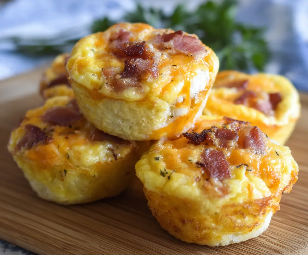 Delicious bacon, egg, and cheese muffins breakfast recipe, perfect for a quick and savory meal.