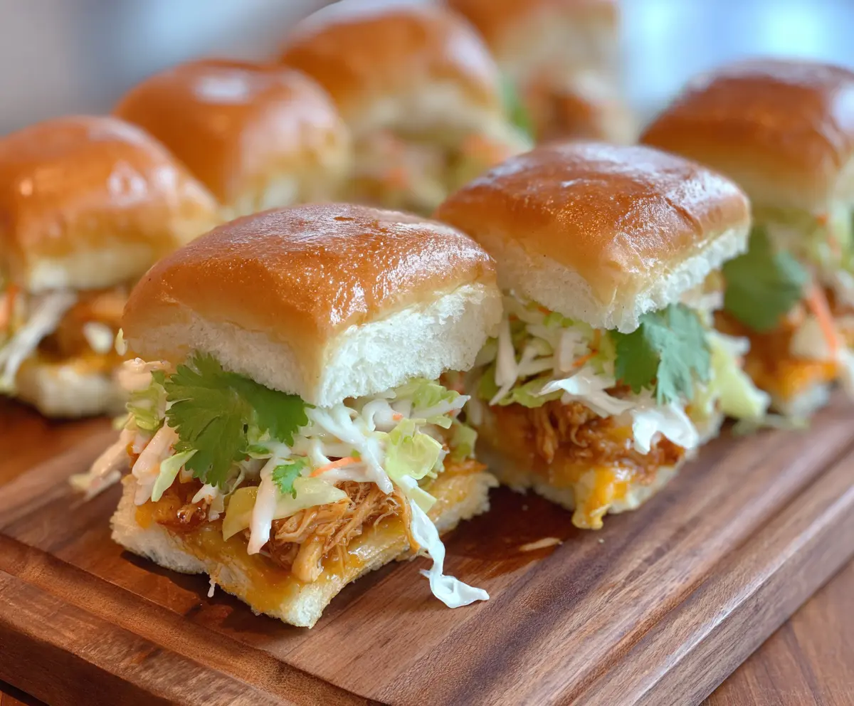 Delicious Bang Bang Chicken Sliders with crispy chicken and spicy mayo in soft slider buns