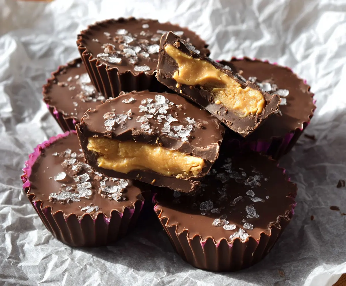 Delicious homemade chocolate peanut butter cups with a glossy finish and creamy filling