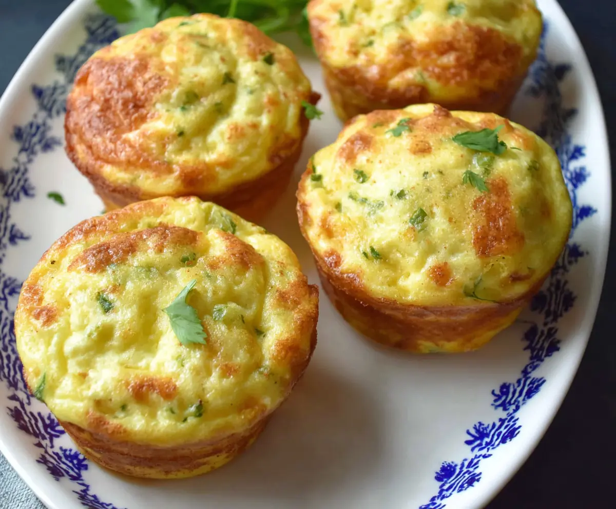 Healthy cottage cheese egg muffin for breakfast with spinach and tomatoes.