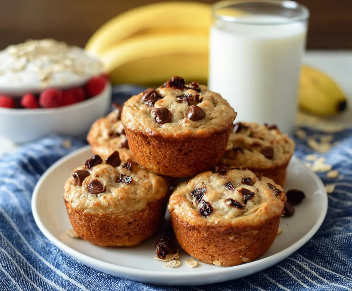 Healthy cottage cheese oatmeal blender muffins with fresh ingredients for a nutritious breakfast