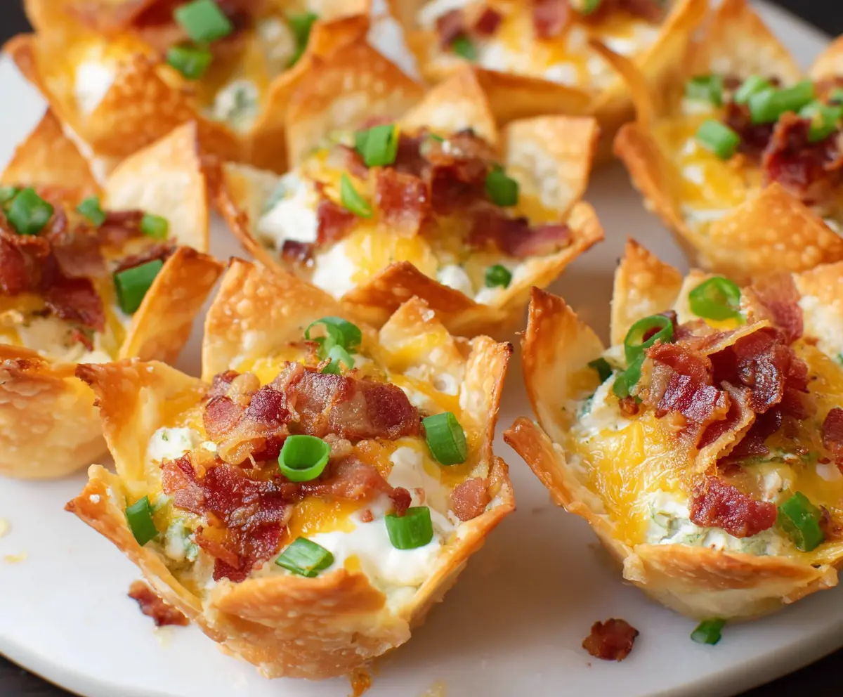 Delicious jalapeño popper wonton cups filled with creamy cheese and spicy jalapeños, perfect appetizer for parties.