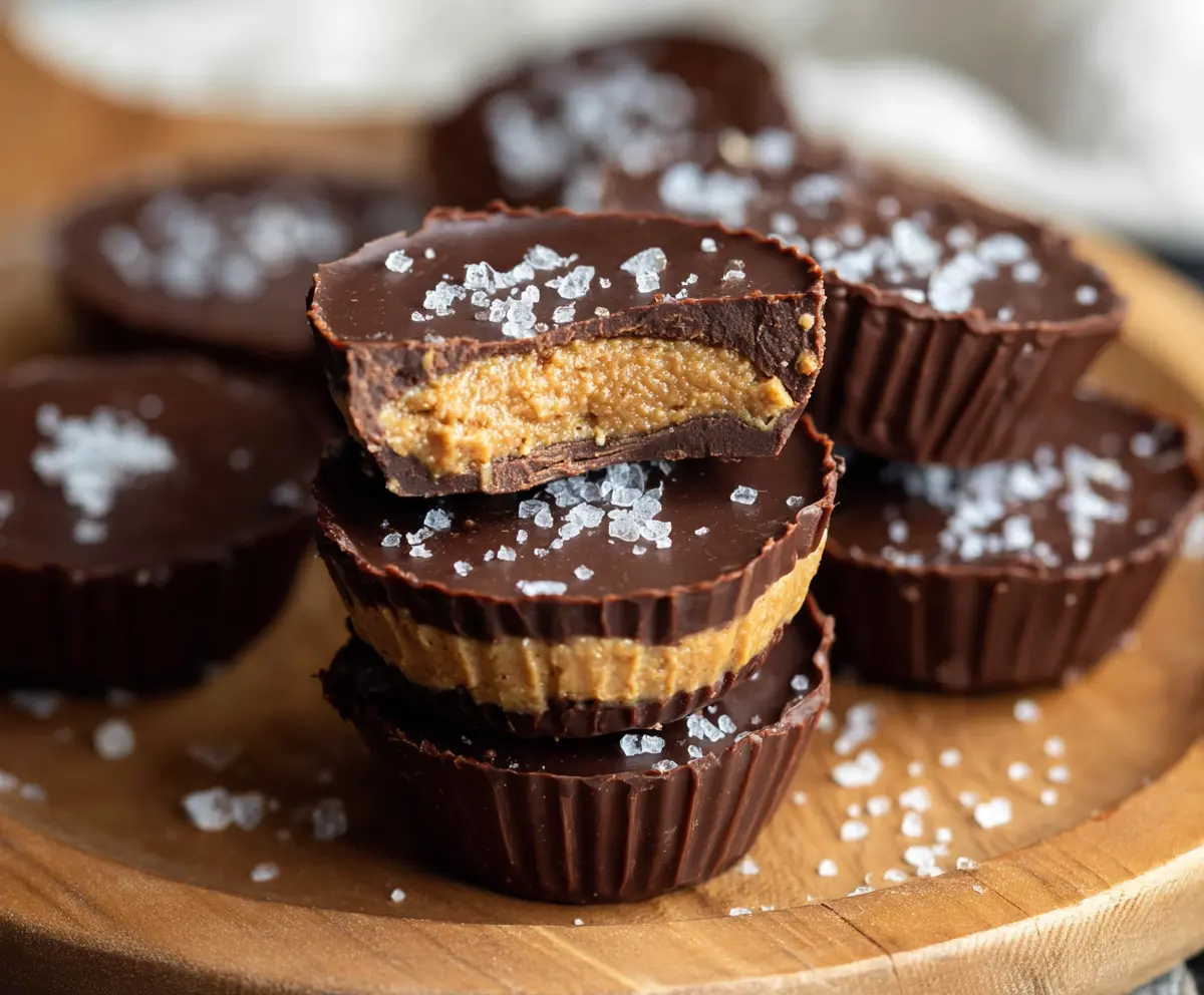 Delicious homemade protein peanut butter cups with rich chocolate and creamy peanut butter filling