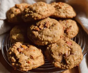 Delicious homemade sourdough apple cider cookies on a baking tray, perfect for fall snacking.
