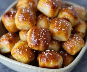 Delicious homemade pretzel bites made with two-ingredient dough, perfect for snacks or parties.