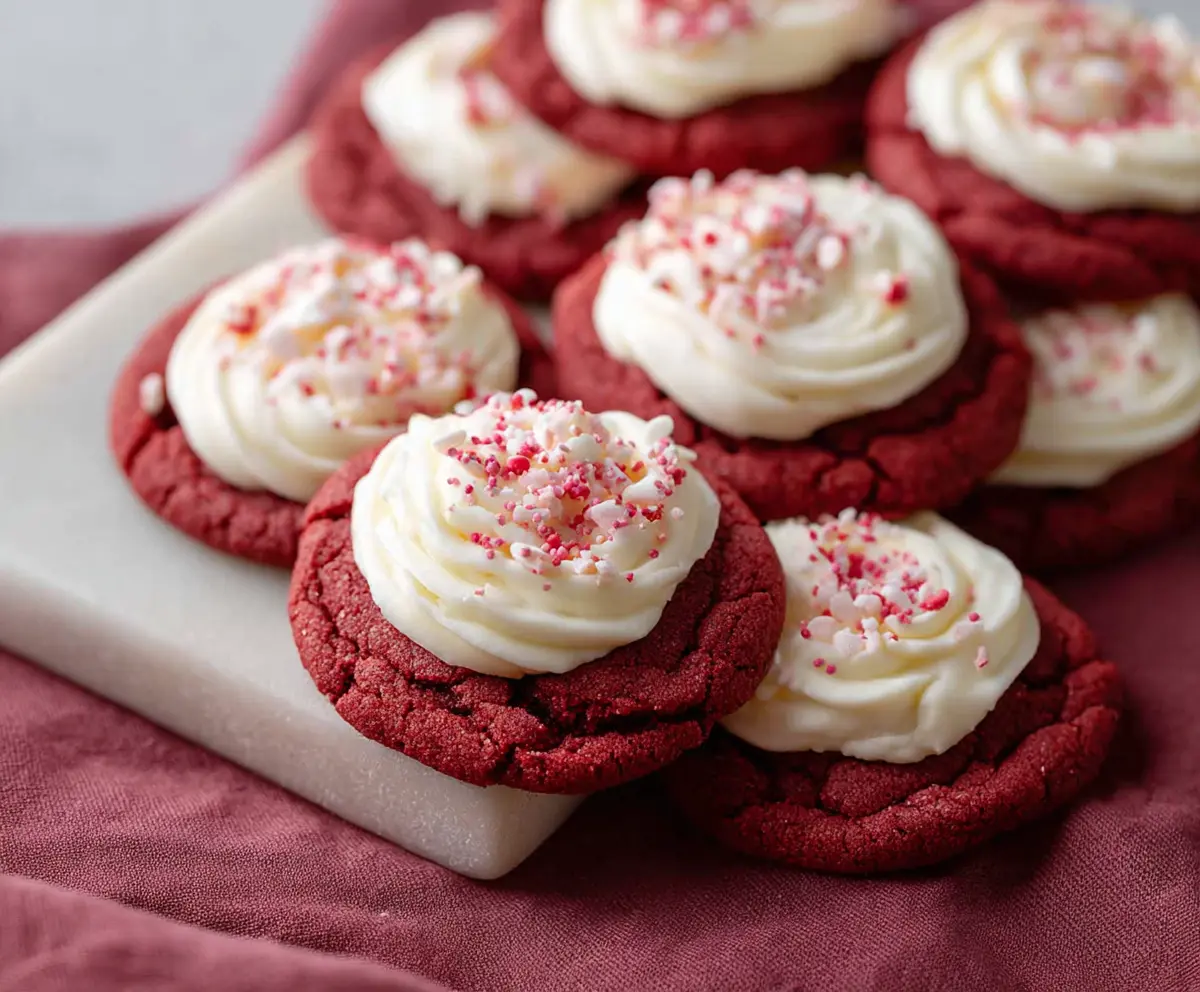Delicious Crumbl Red Velvet Cupcake Cookies with Cream Cheese Frosting