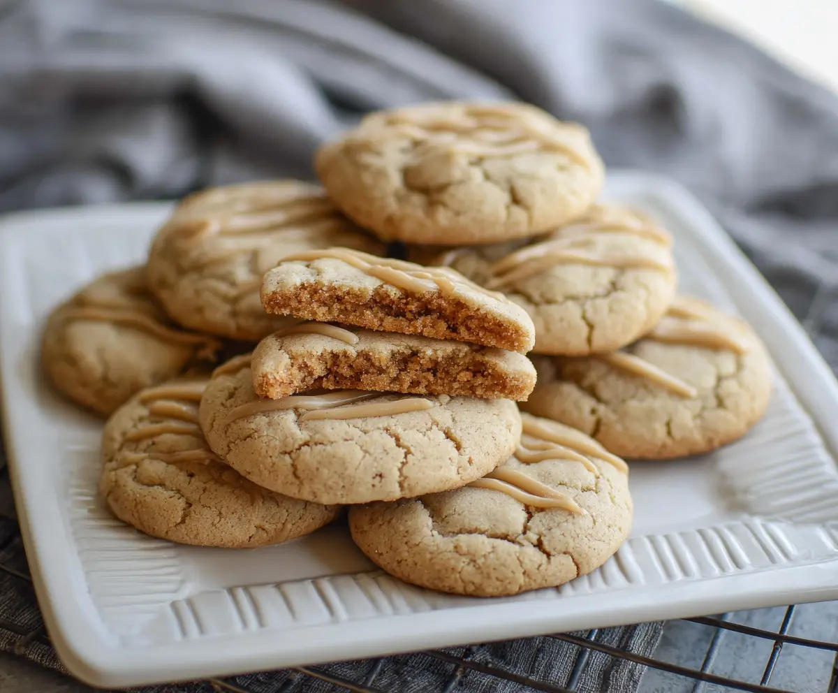 Delicious homemade brown sugar sourdough maple cookies on a rustic plate with a golden crust.