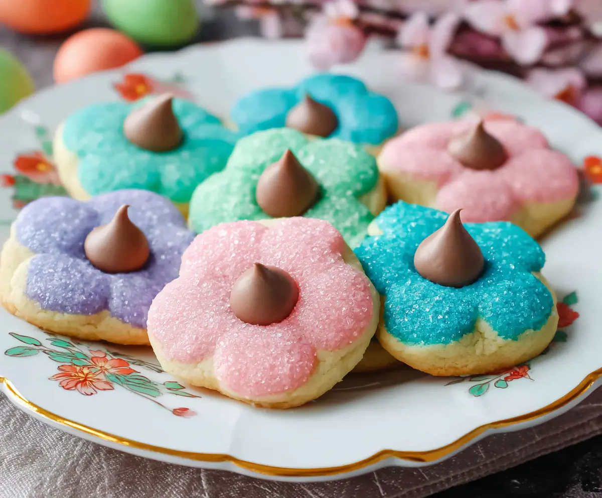 Decorative Easter Blossom Cookies with colorful floral icing for festive celebration
