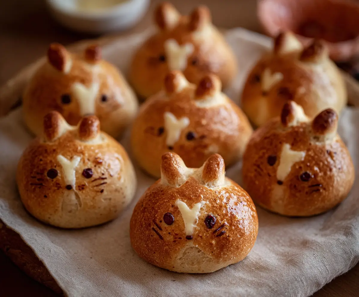 Delicious Hot Cross Bunny Rolls with festive icing and colorful sprinkles, perfect for Easter celebrations.