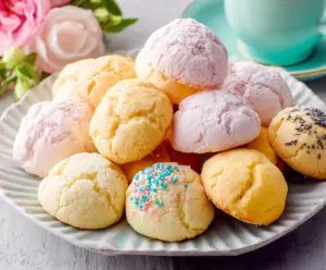 Delicious Italian Easter cookies with colorful icing and festive decoration on a holiday plate.