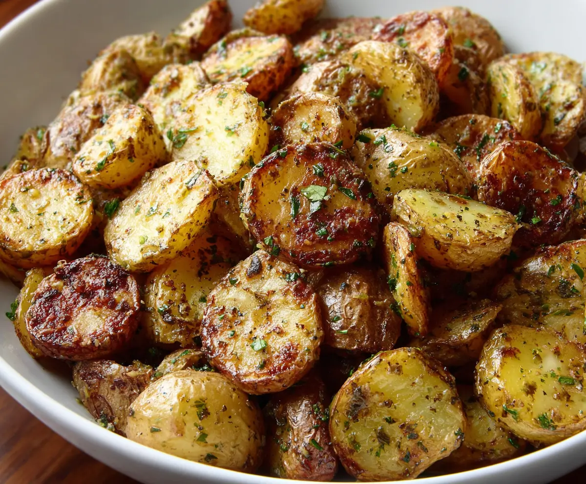 Crunchy ranch seasoned roasted potatoes served as a savory side dish.