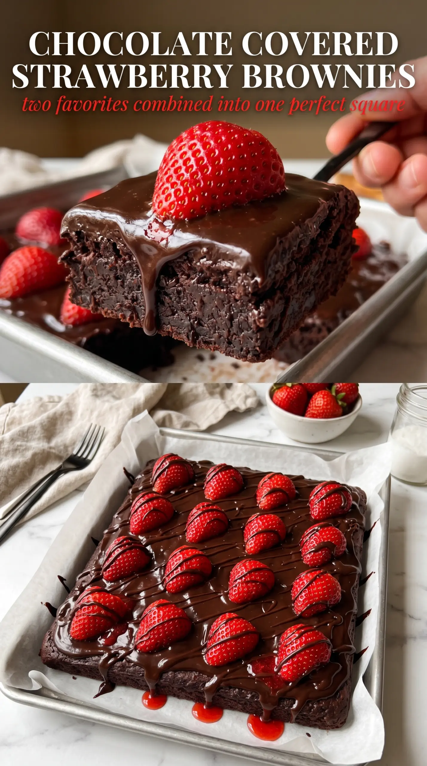 Chocolate Covered Strawberry Brownies fudgy chocolate strawberry dessert