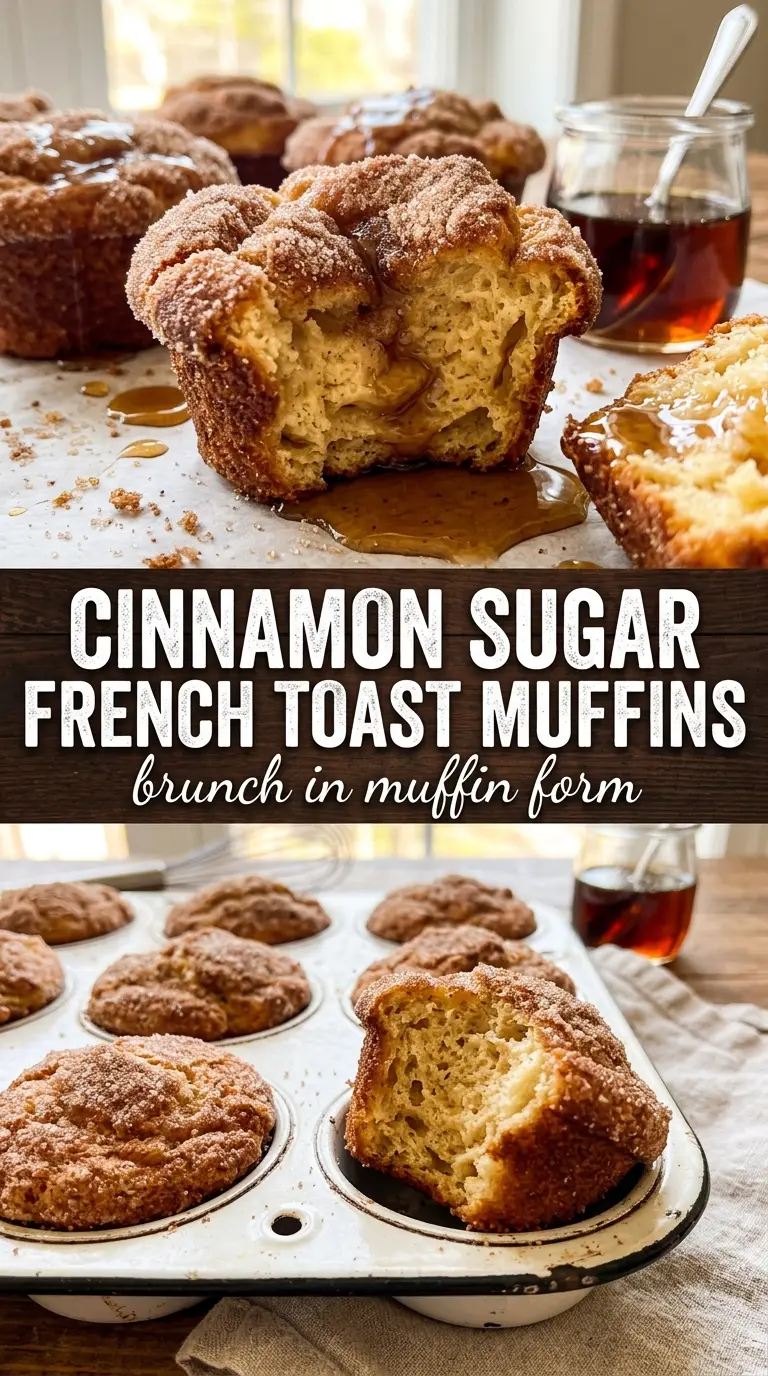 Cinnamon Sugar French Toast Muffins, golden custardy, cinnamon crust