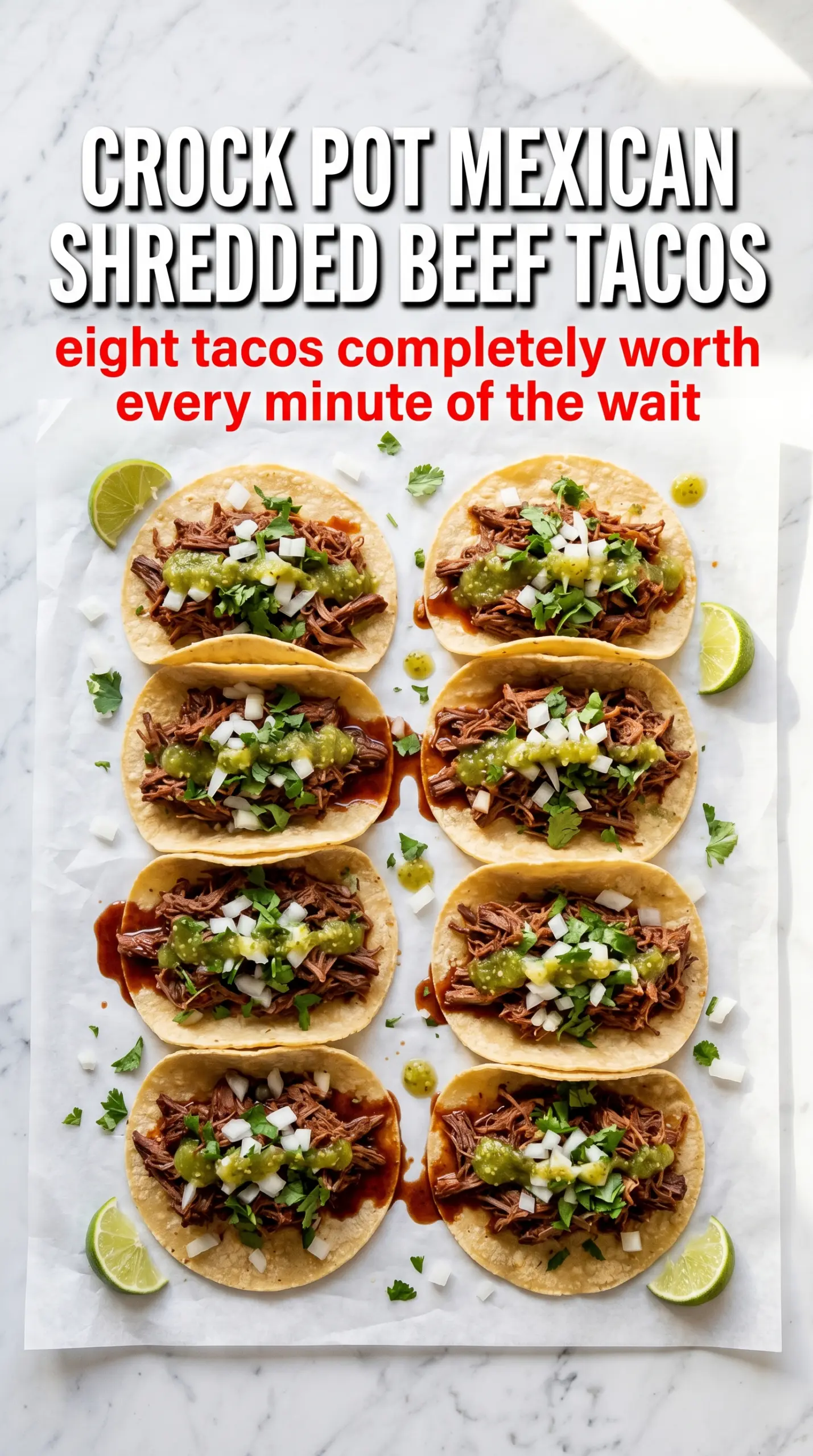 Crock Pot Mexican Shredded Beef Tacos tender, colorful, lime-kissed