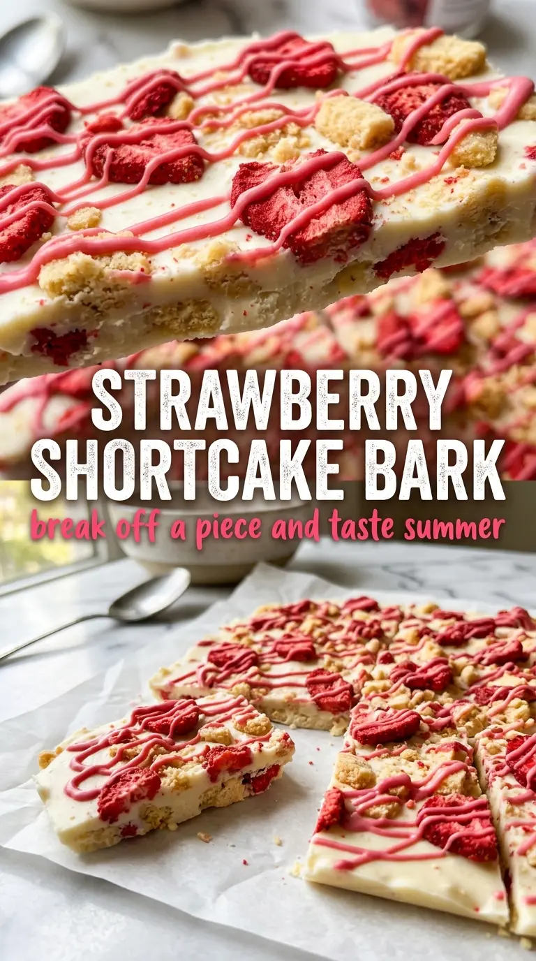 Strawberry Shortcake Bark chocolate strawberry shortcake