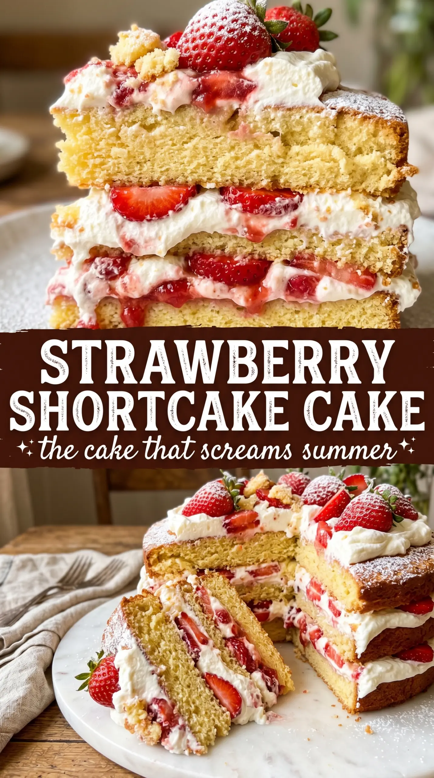 Strawberry Shortcake Cake fluffy berries cream