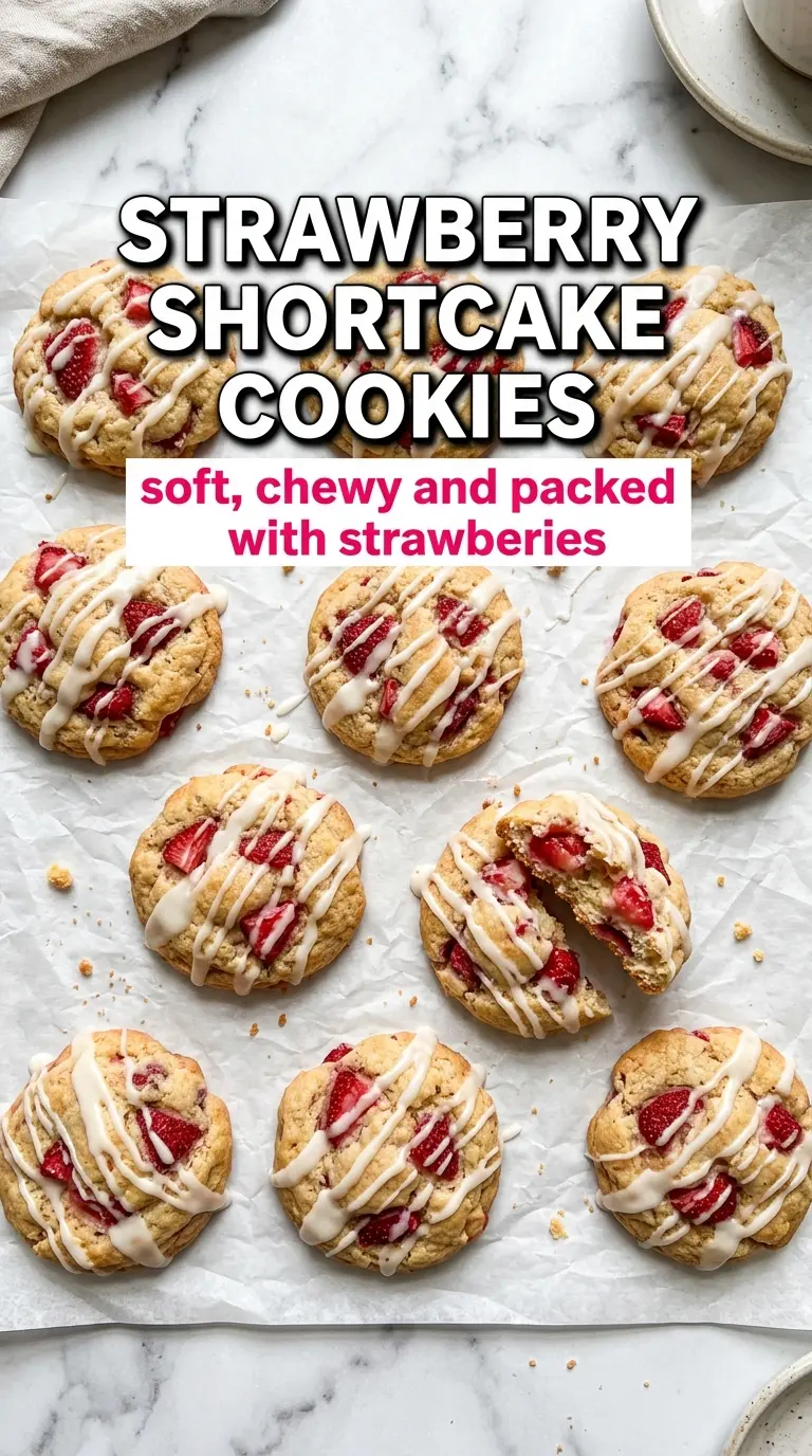 Strawberry shortcake cookies soft creamy strawberry