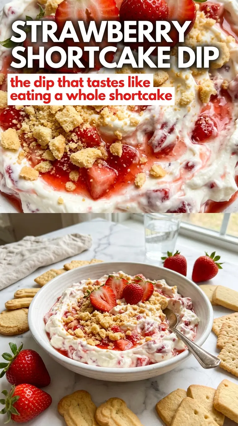 Strawberry Shortcake Dip fluffy creamy strawberry