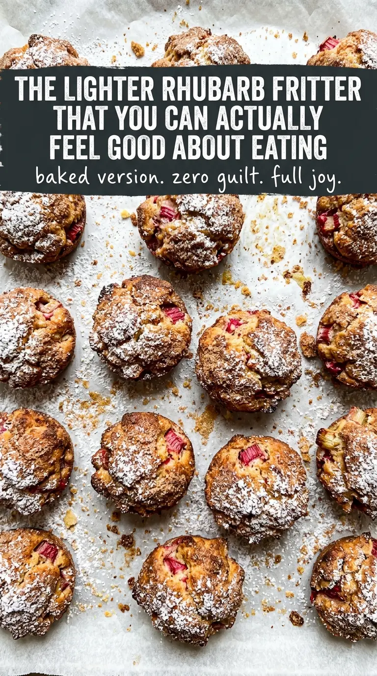 Baked Rhubarb Fritters tart, golden, cinnamon sugar