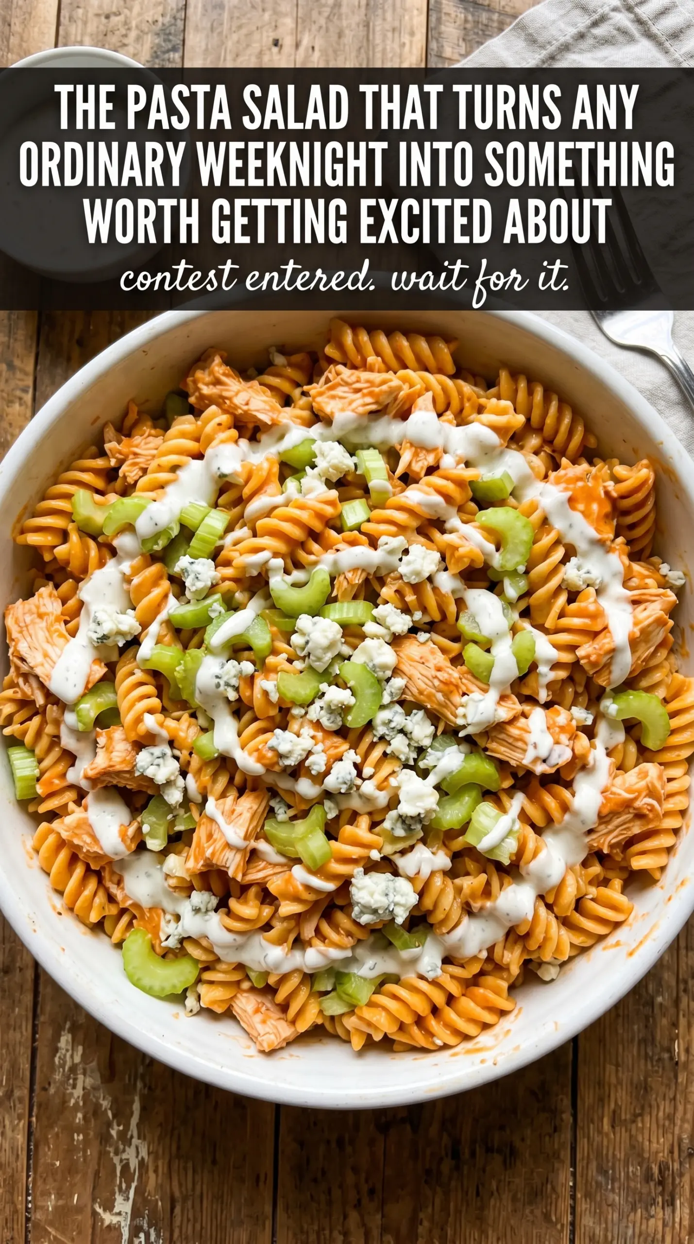 Buffalo chicken pasta salad creamy spicy crunchy
