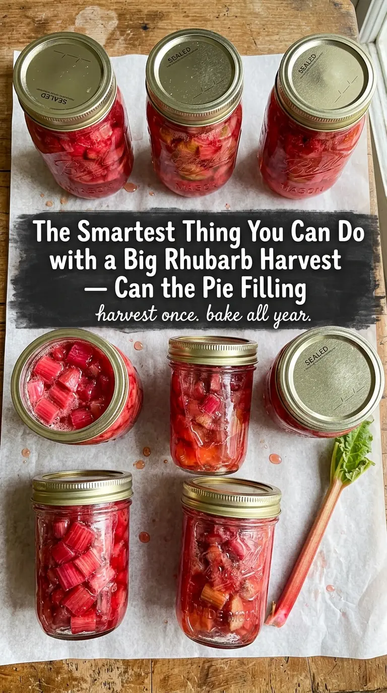 Canning Rhubarb Pie Filling thick pink, glossy