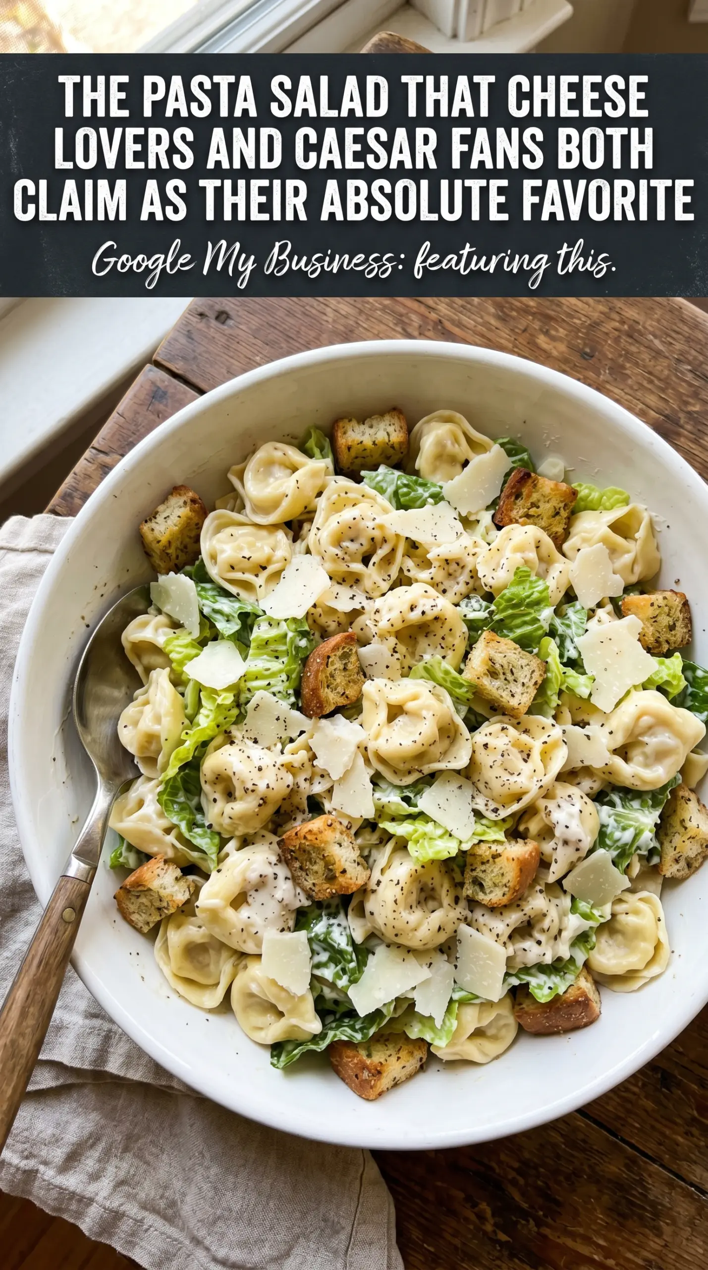 Cheese Tortellini Caesar Pasta Salad creamy tortellini romaine