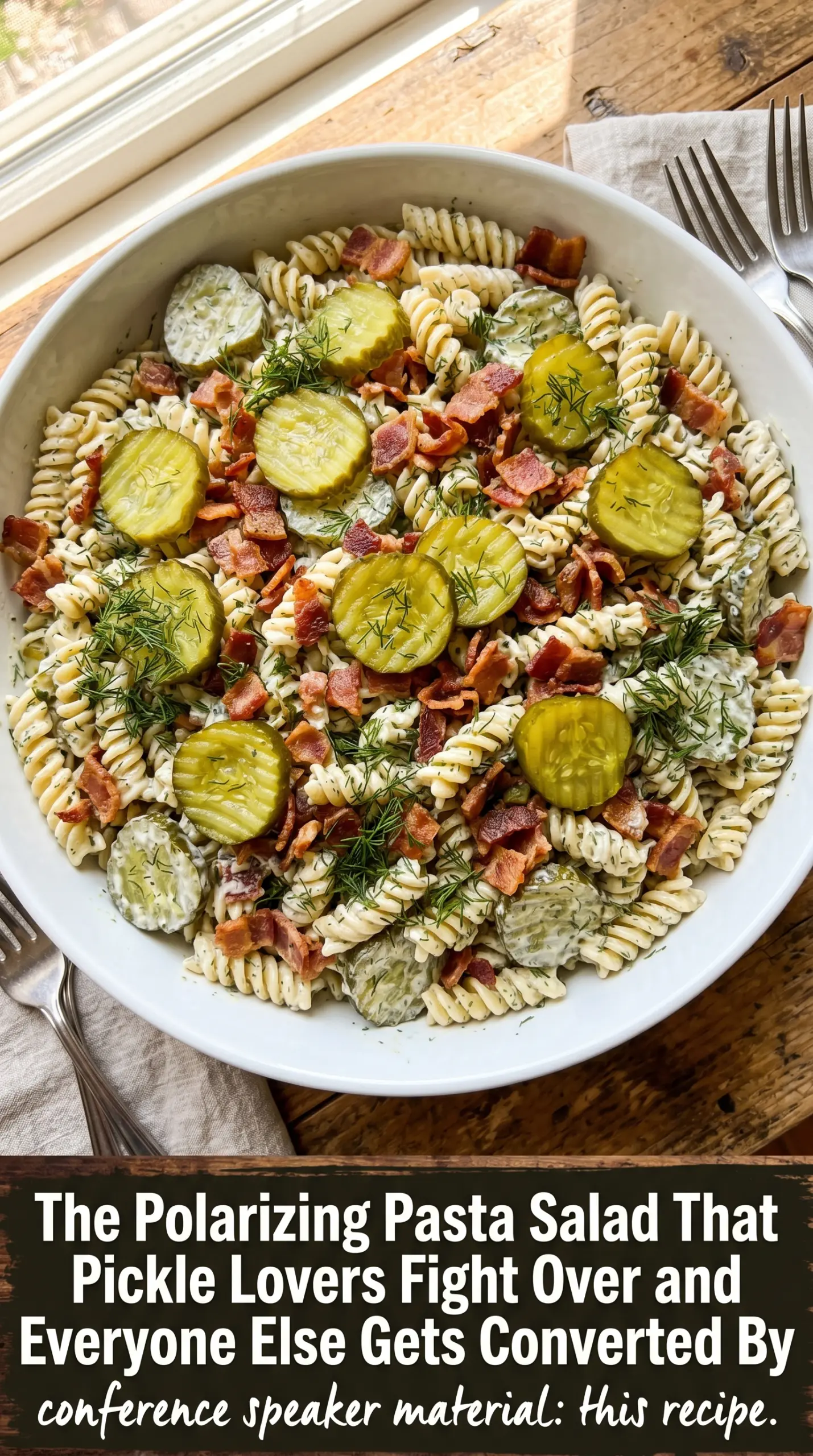 Dill Pickle Bacon Pasta Salad creamy tangy cheddar