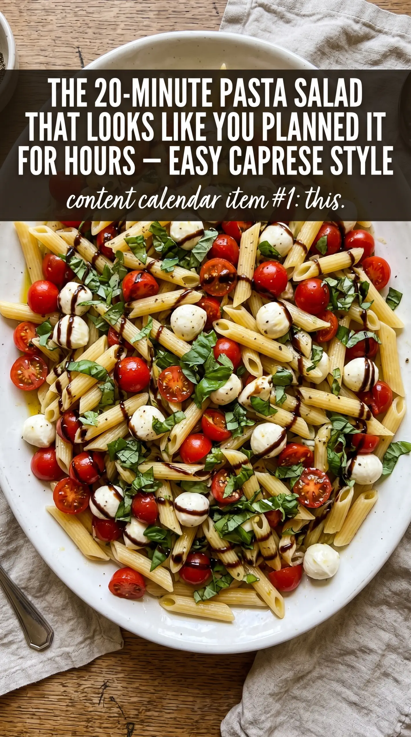 Easy Caprese Pasta Salad fresh basil tomatoes mozzarella