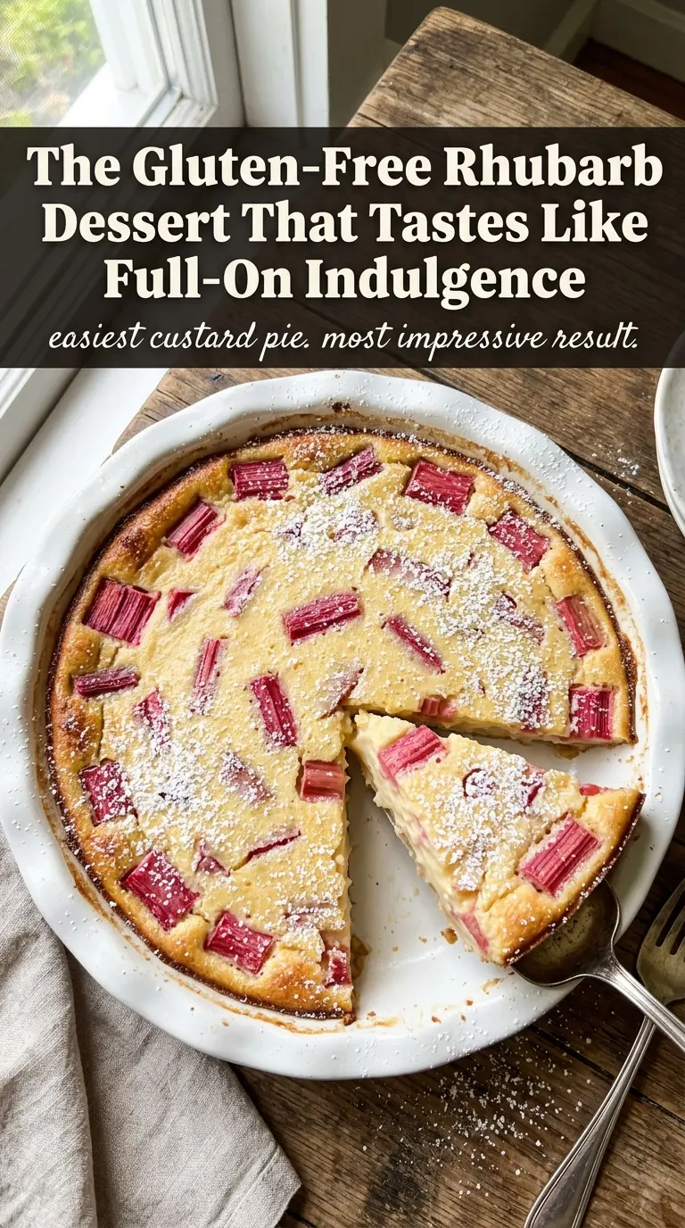 Smooth custard with rhubarb on bottom
