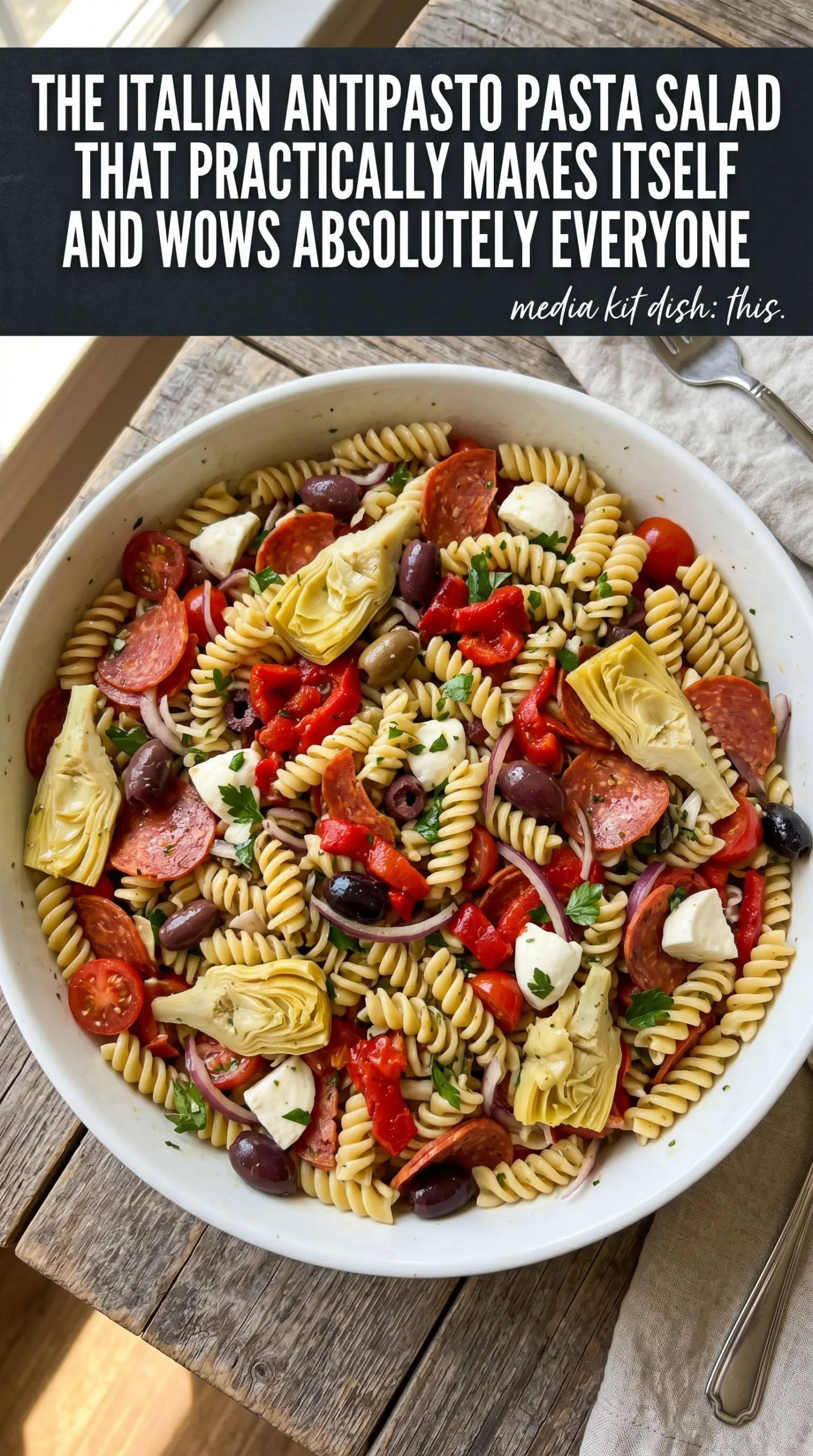 Cooled pasta ready for dressing