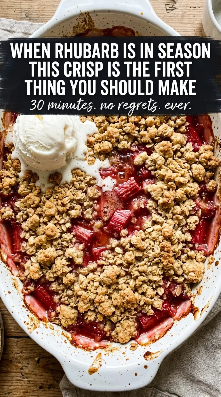 Easy Rhubarb Crisp tart buttery oat crumble