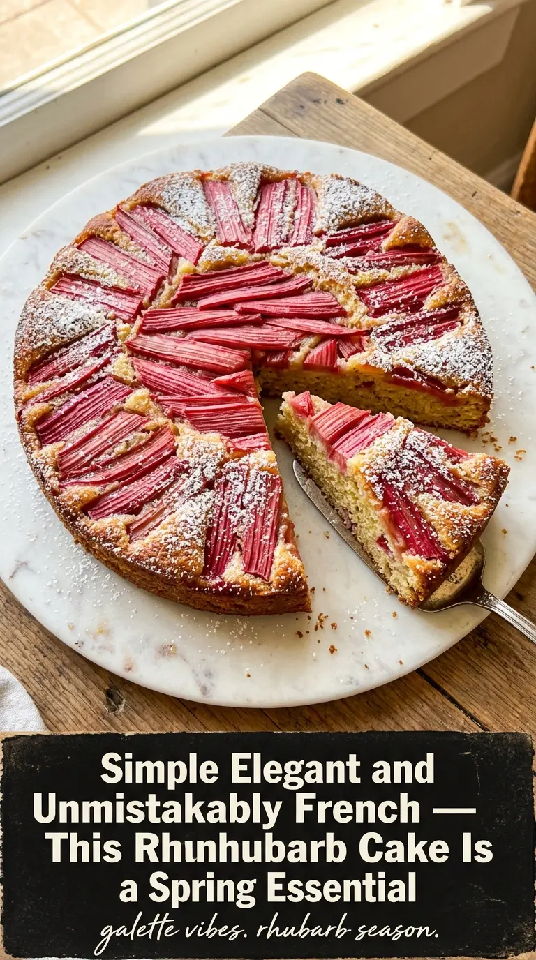 Rhubarb crowning the top of dessert