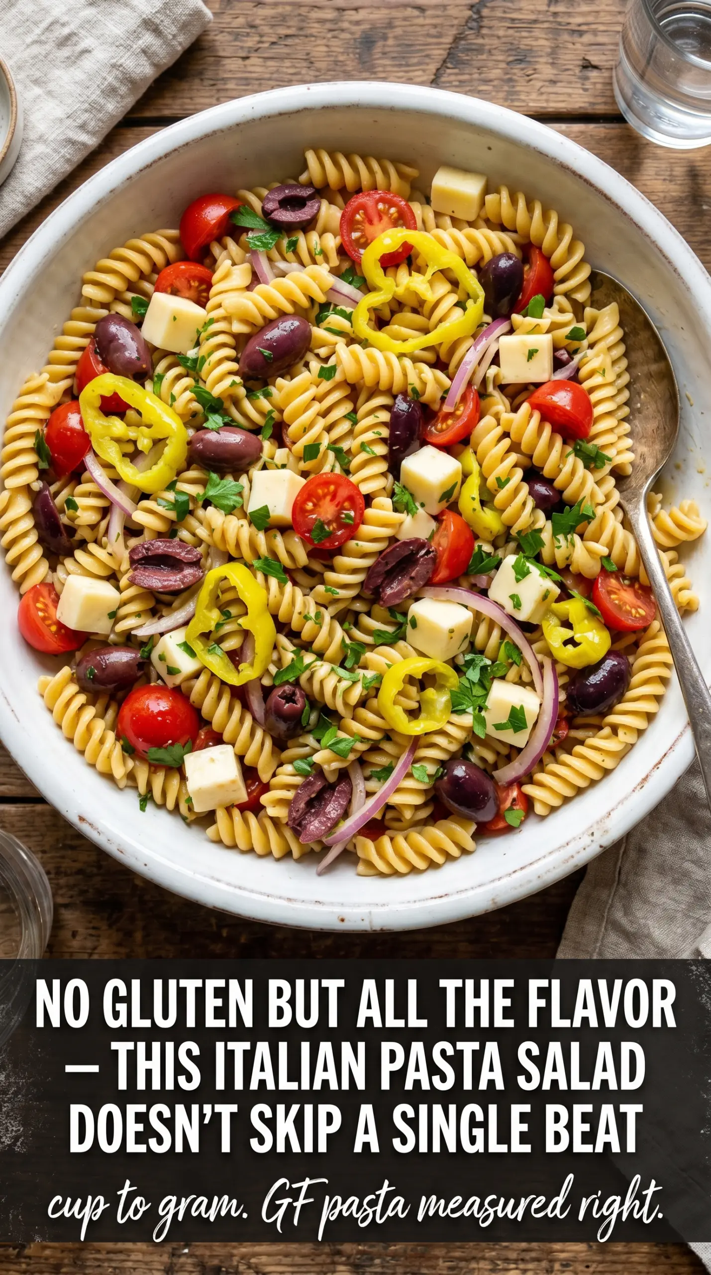 Gluten-free Italian pasta salad colorful fresh
