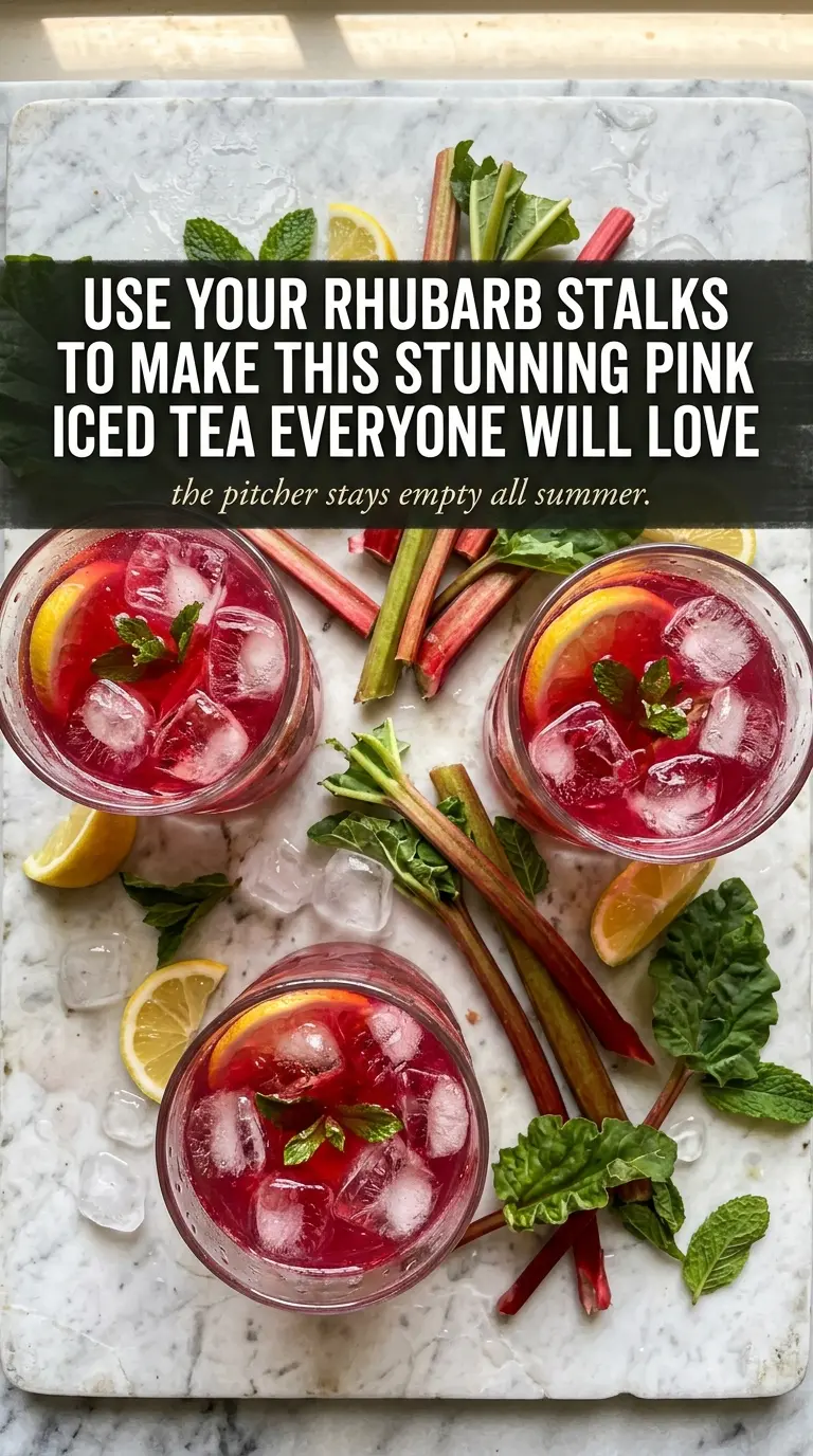 Grandma's Iced Rhubarb Tea pink iced tea mint lemon