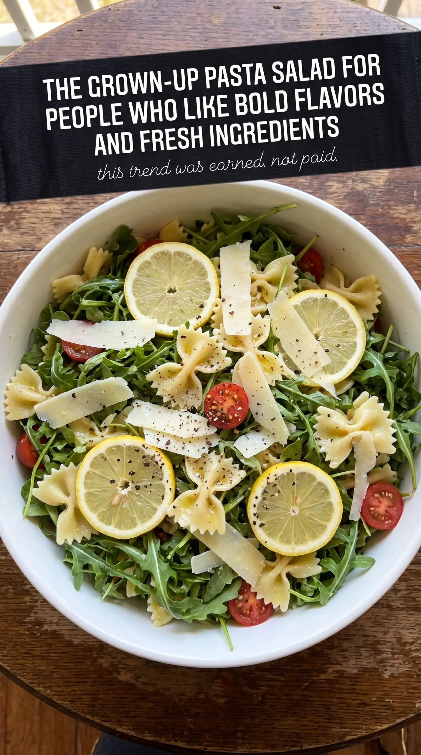 Lemon Arugula Pasta Salad, bright citrus, fresh greens
