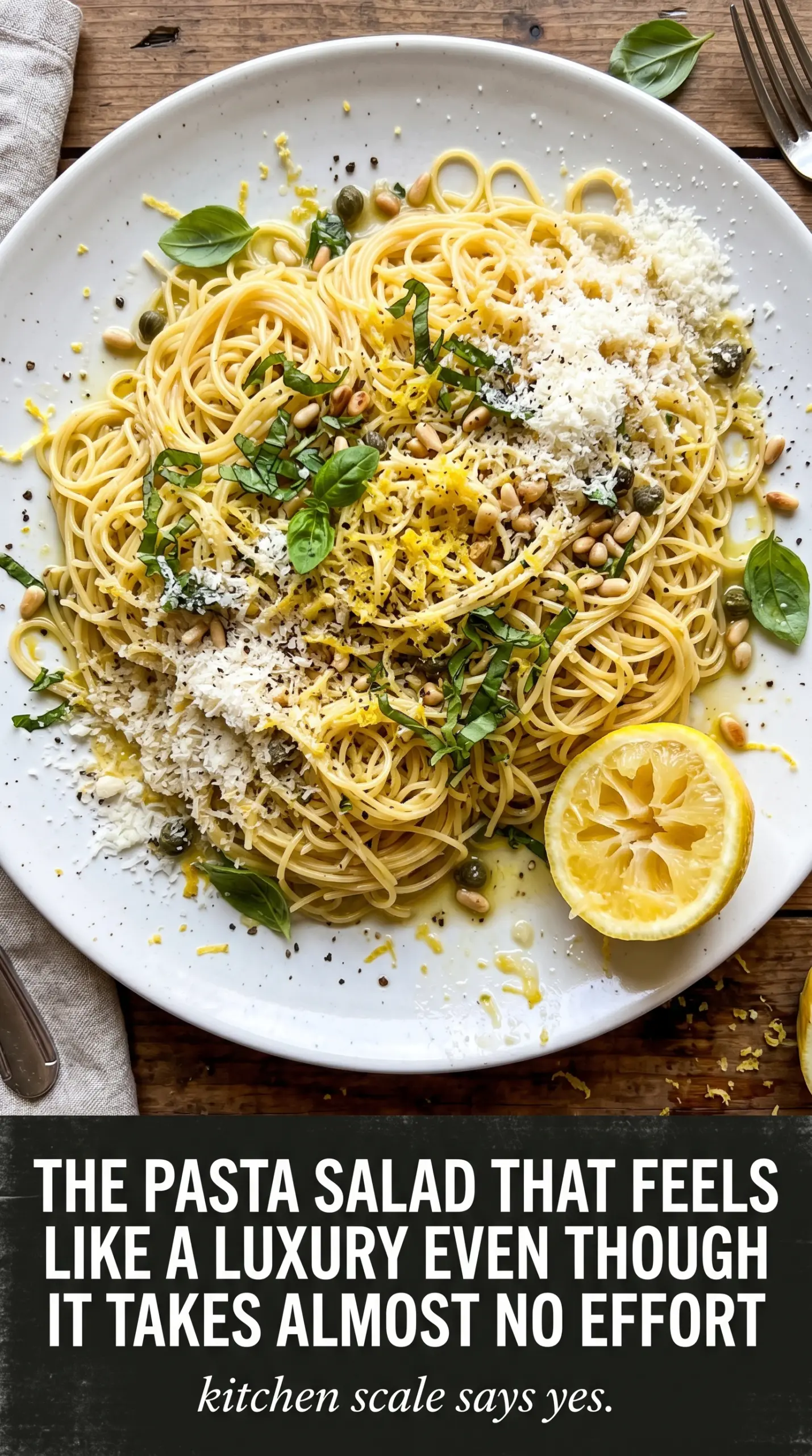 Lemon capellini salad bright herbs lemon zest