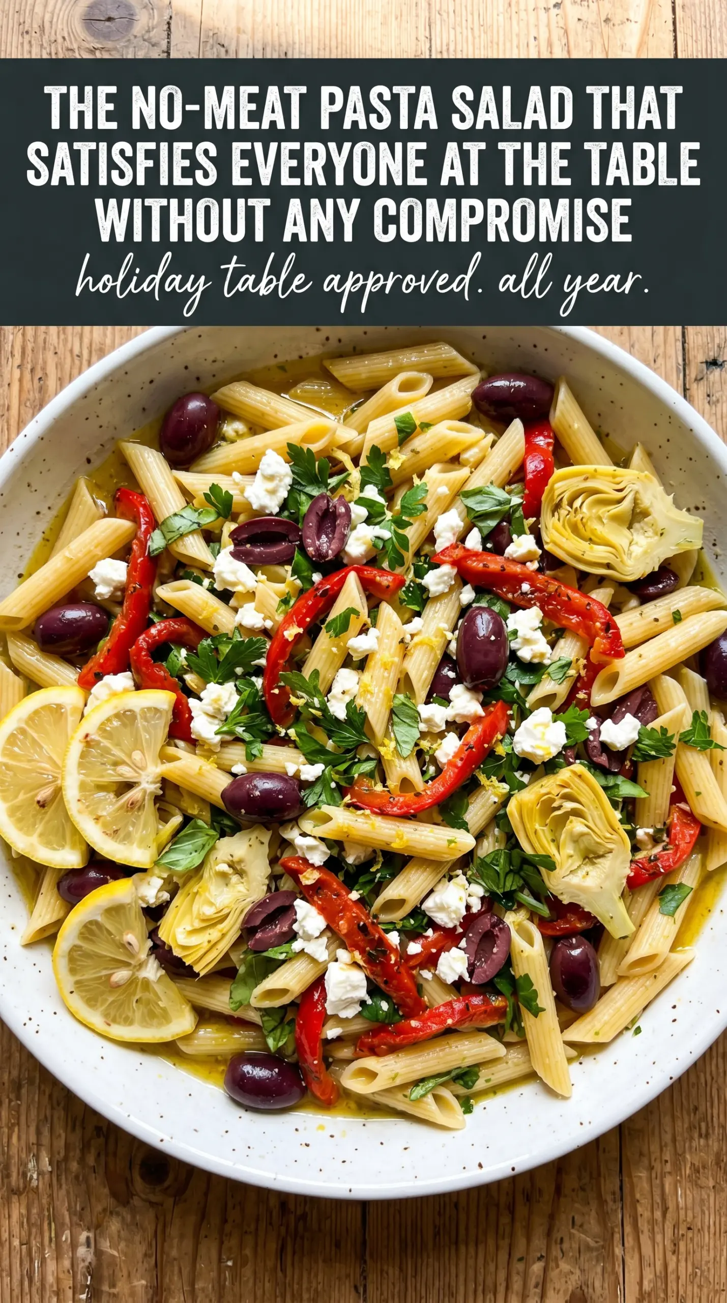 Mediterranean Pasta Salad colorful briny herbaceous