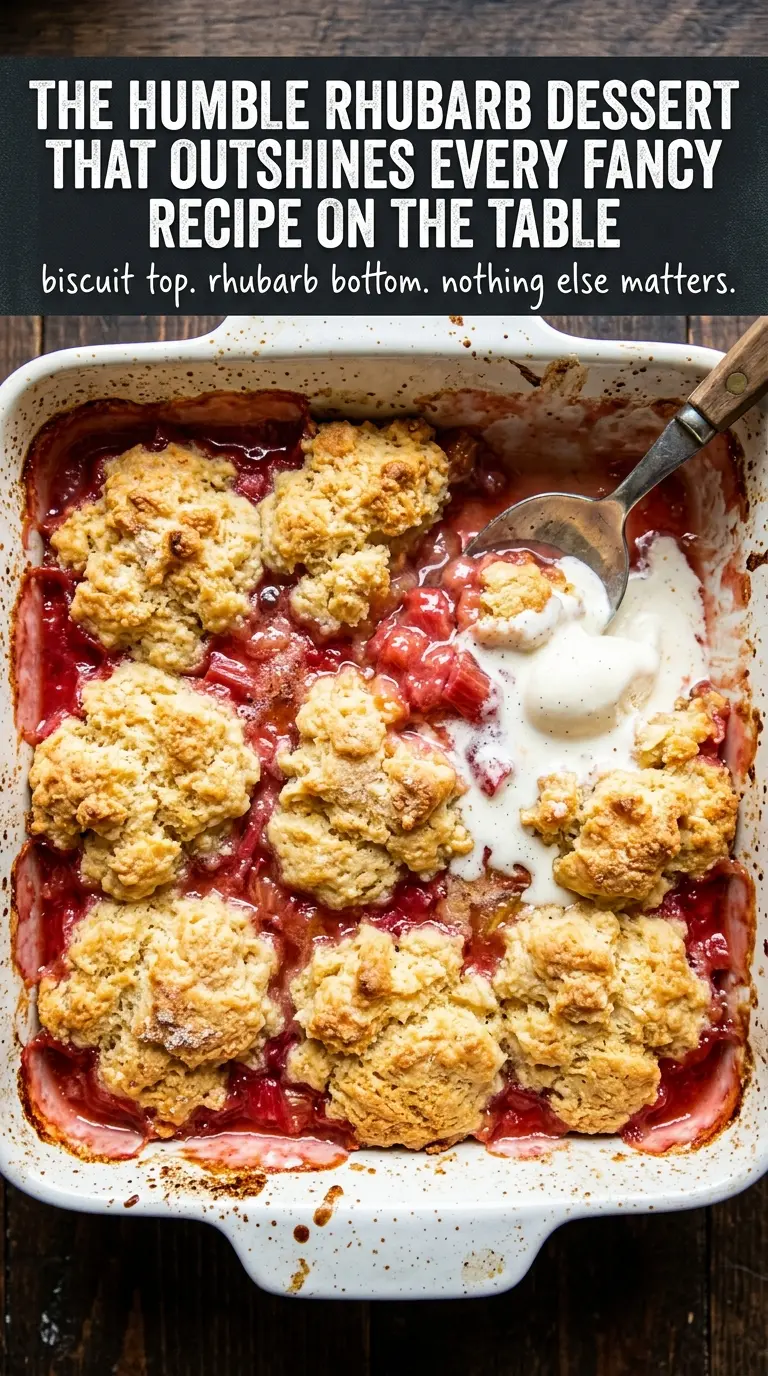 Rhubarb cobbler with biscuit topping
