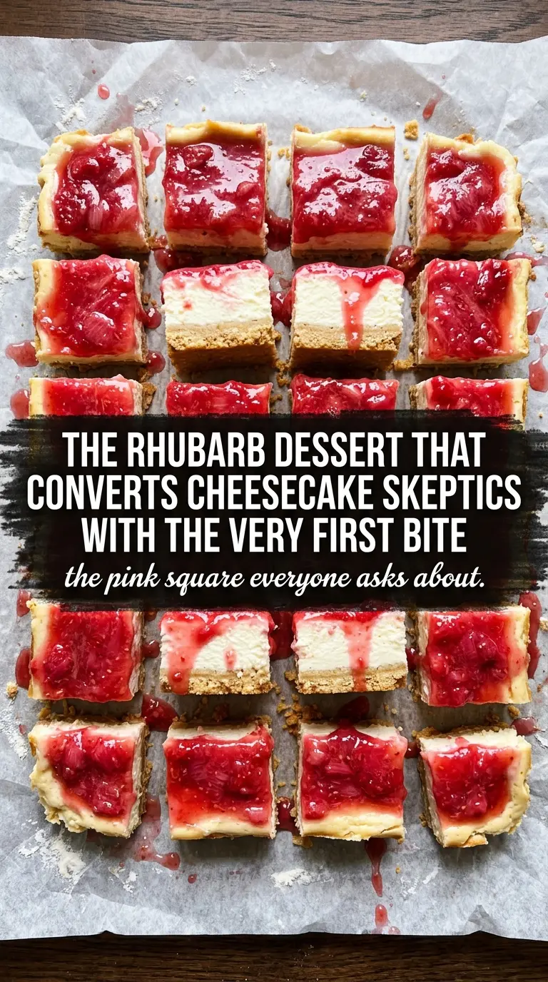 Rhubarb Cheesecake Squares creamy tart layered bars