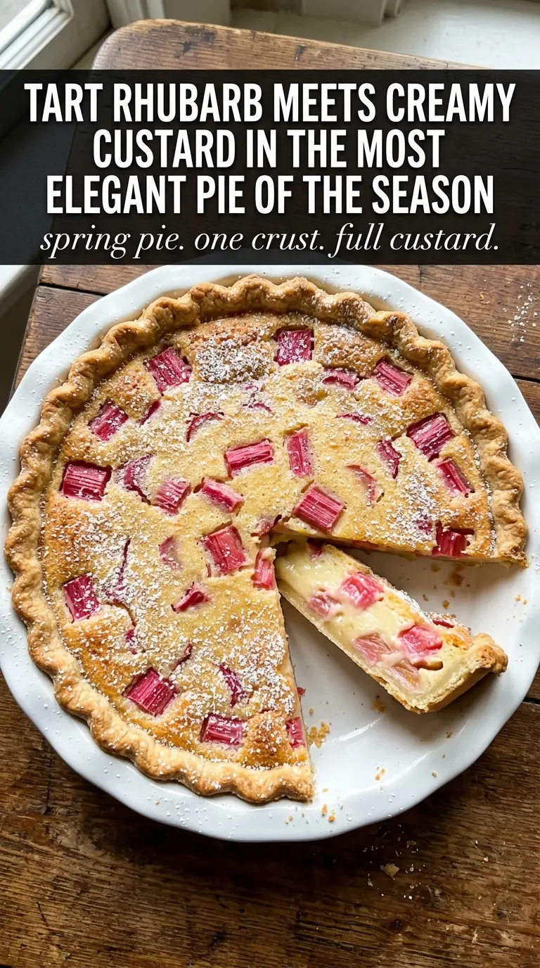 Rhubarb Custard Pie creamy rhubarb slice