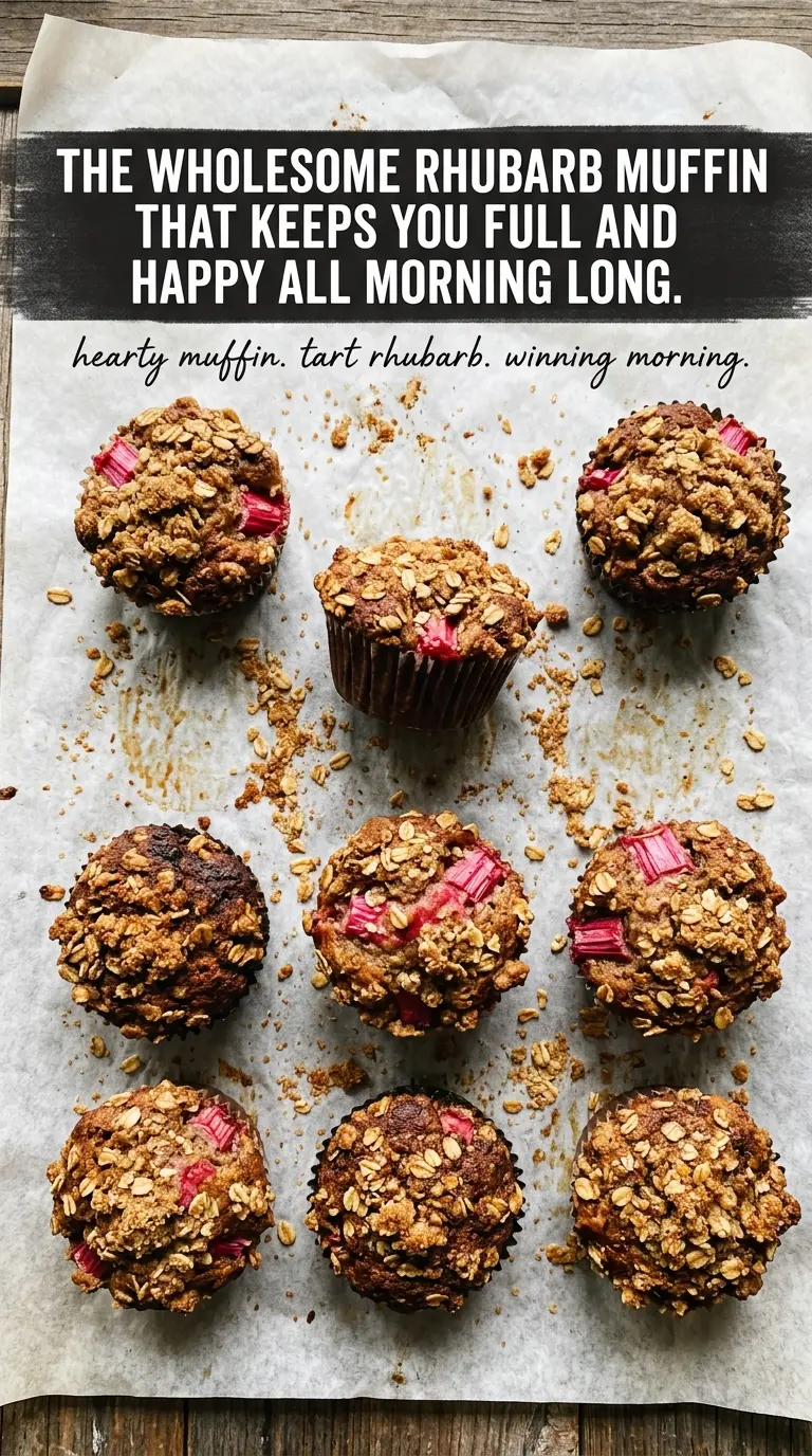 Rhubarb Oat Muffins hearty oat texture