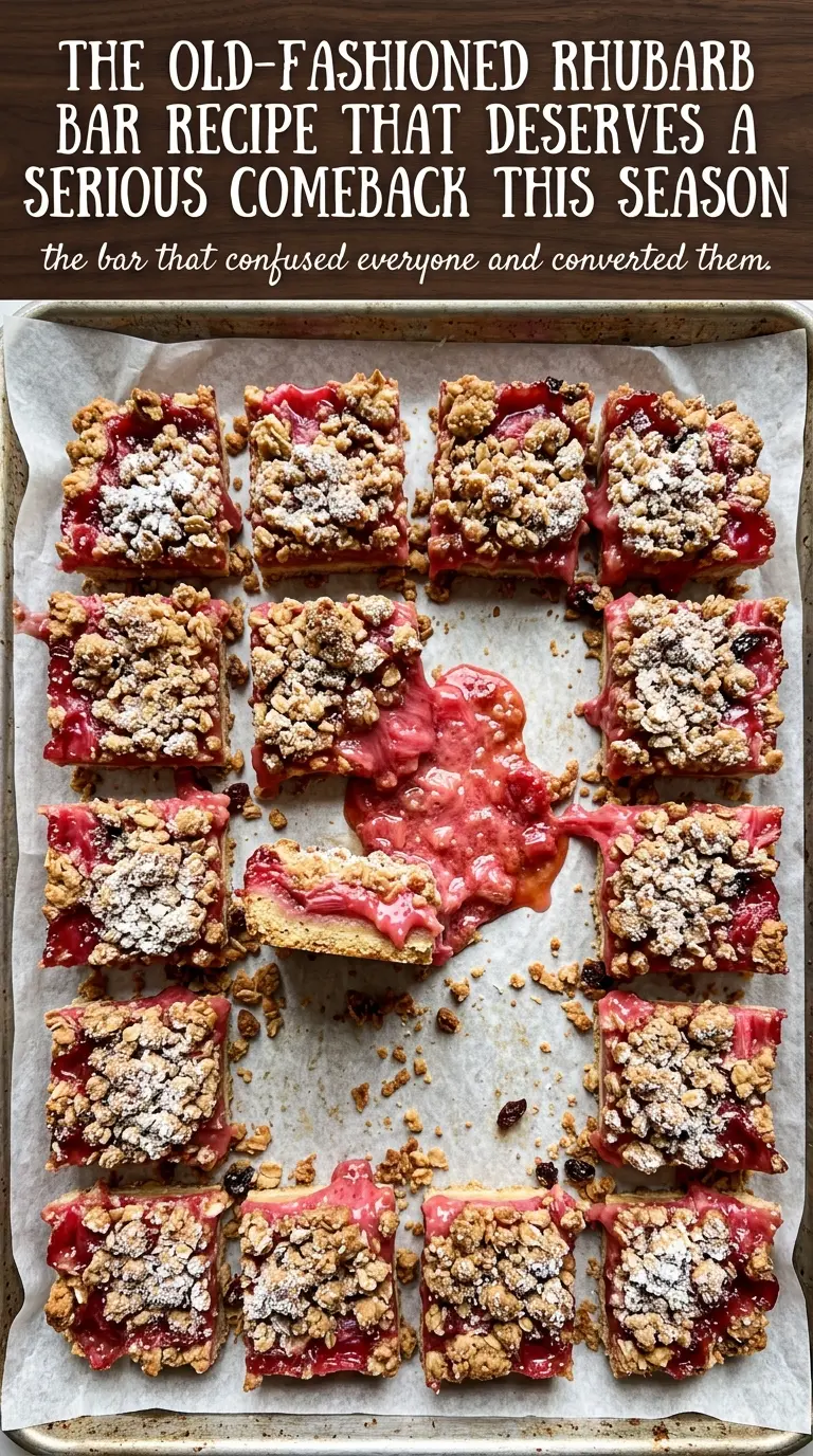 Rhubarb Pudding Bars creamy layered dessert