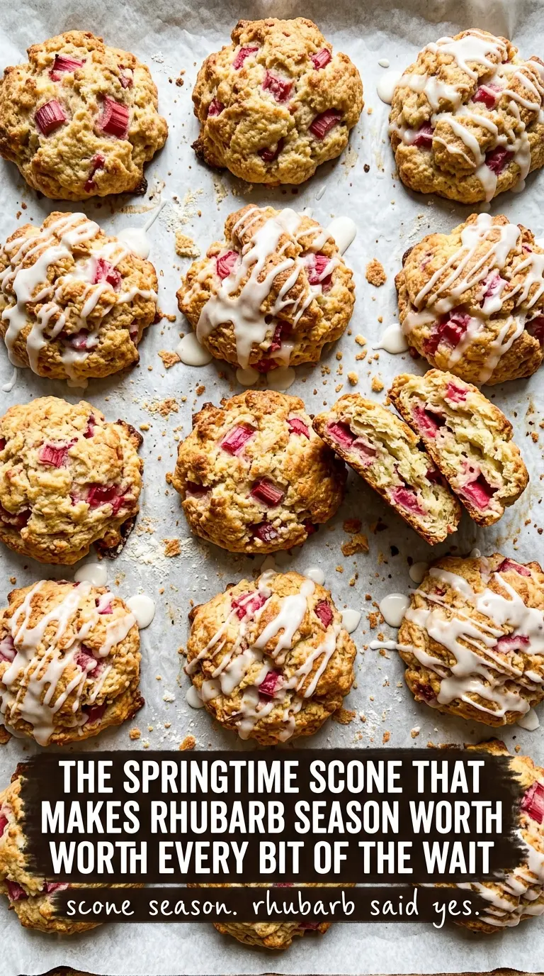 Rhubarb scones flaky glazed