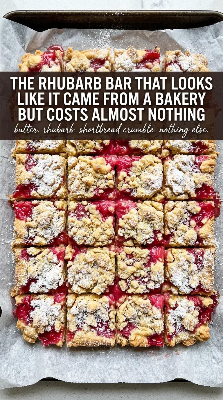 Rhubarb Shortbread Bars buttery rhubarb bars powdered sugar